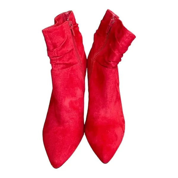 XOXO Taniah Ankle Boots Womens 7.5 Red Slouchy Stiletto Pointed‎ Toe Booties - Image 10