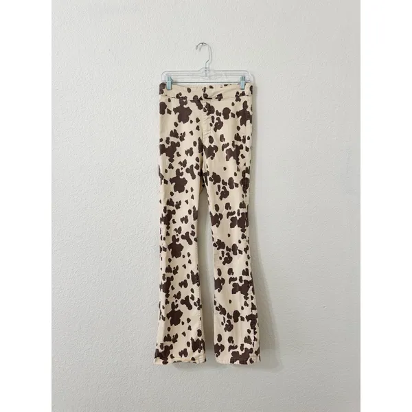 Zara Cow Print Flare Jeans Size 8 Western Festival - Image 2