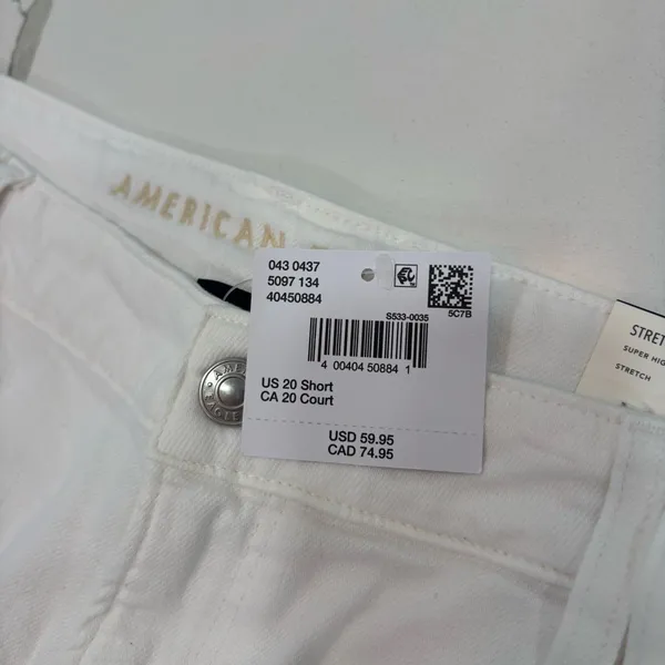 American Eagle Jeans Womens Size 20 Short Super High Rise Baggy Wide Leg White - Image 4