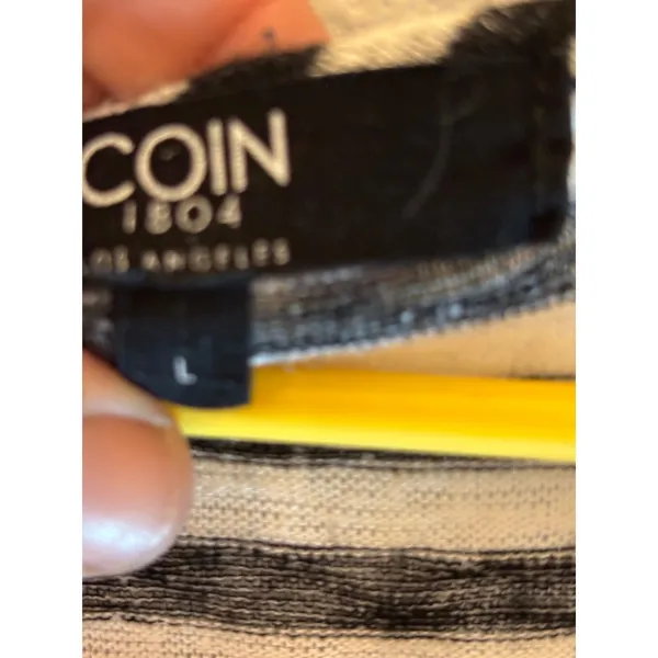 Coin 1804 Los Angeles Striped Front Knot Tank Top Black White‎ Large - Image 6