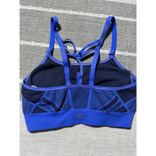 Champion Womens Seamless Strappy‎ Sports Bra Blue Navy Small Yoga Gym Workout - Image 2