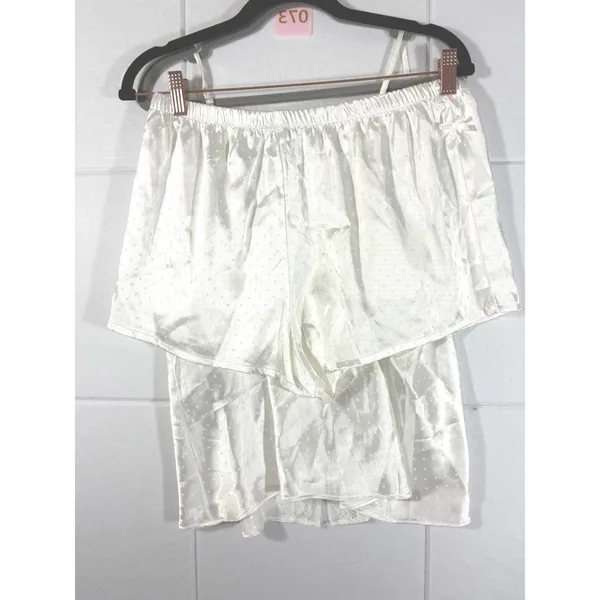 Flora Nikrooz Tiana Jacquard Cami Set Ivory Lace Satin Pajamas Q81619 Medium M - Image 6
