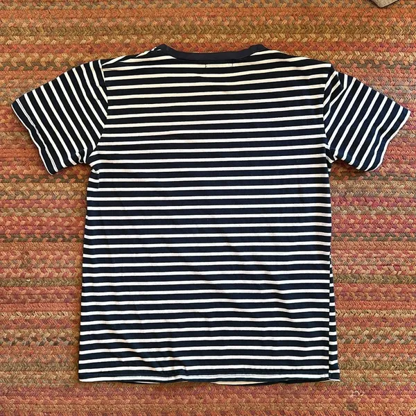Navy Blue & White Stretch Pocket Tee - Image 4