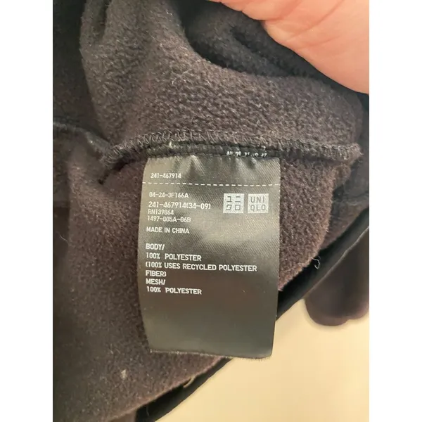 Women's Uniqlo Black 3-Pocket‎ Full Zip Hoodie Sweatshirt Size Large - Image 3