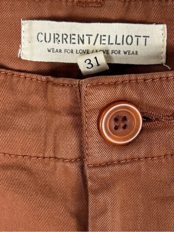 Current/Elliott The Captain Pant cuffed trouser rust brown Cappuccino size 31 - Image 8