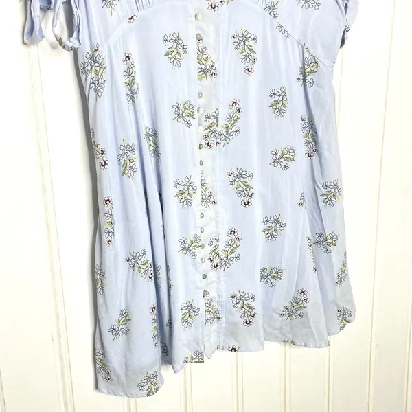 Chelsea & Violet Blue Floral Button Front Tie Sleeve Mini Dress XL NEW 235 - Image 4