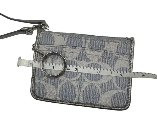 COACH Gray Coated Canvas Card Holder Wallet Wristlet - Image 7