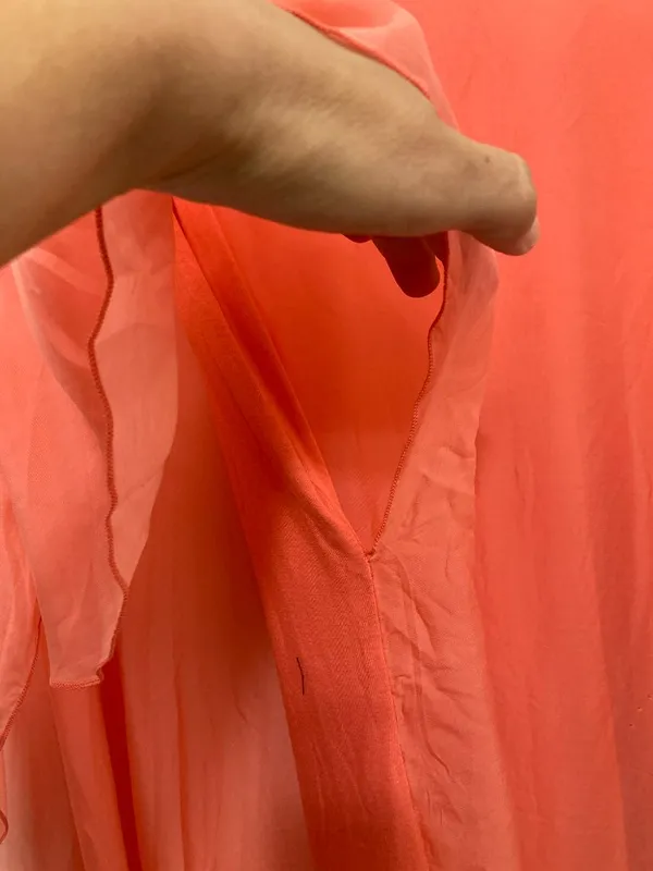 Tommy Bahama Lanai Breeze Double Layer Chiffon Tunic Dress M Coral Pink Tassel - Image 12