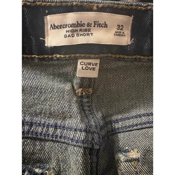 Abercrombie & Fitch Curve Love High Rise Dad Short 32 Dark Wash Floral - Image 5