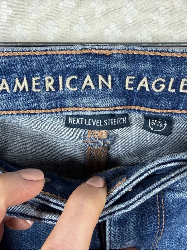 American Eagle Dark Wash Super High Rise Flare Jeans - Image 4