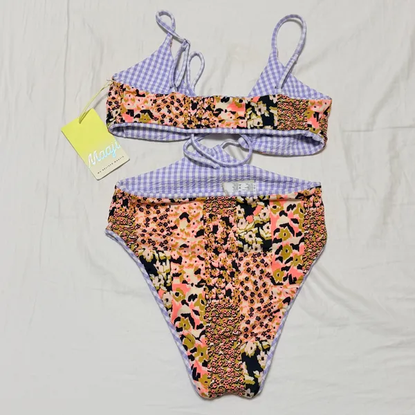 Maaji Lavender Gingham Reversible Trikini One-Piece Swimsuit size Small- NWT - Image 6