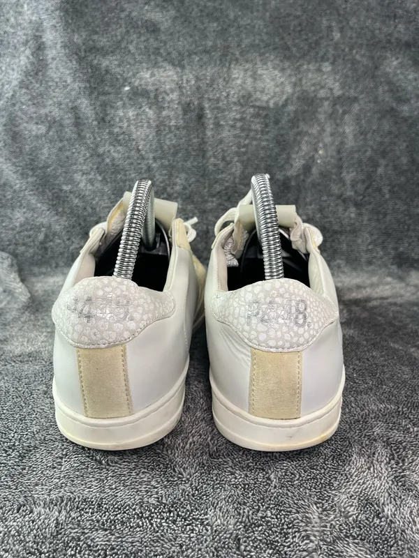 P448 John White Leather Low Top Sneakers EU 39 US 8.5 Made in Italy⁠ - Image 4