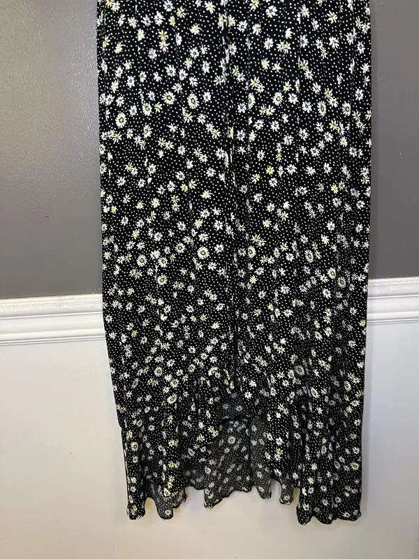Rewind Dress Womens Large Black Floral Button Front Tie Waist Maxi Sundress - Image 3