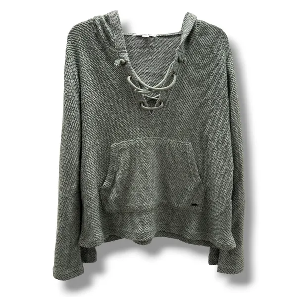 ONeill Tanya Hoodie Sage Green Lace Up Bell Sleeve Hooded Sweater Knit Top M‎ - Image 4