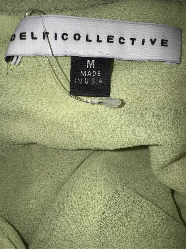 NEW DELFI COLLECTIVE Diana Pleaded Strapless Chiffon Lime Green Dress sz M - Image 8