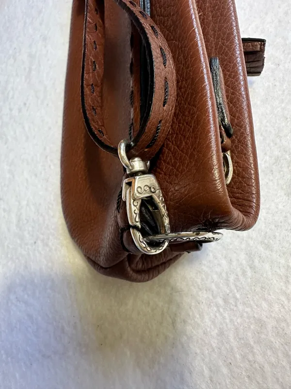Brighton Leather Bag Shoulder Purse Tasseled Handbag Cross Pebbled Brown Vintage - Image 13