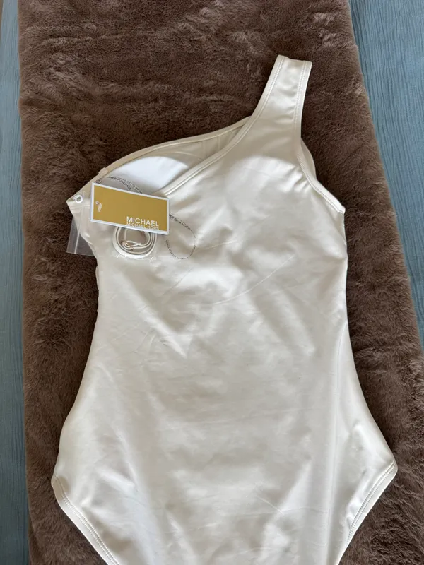 White Embellished One-shoulder Underwire One-piece Swimsuit Size 8 - Image 7