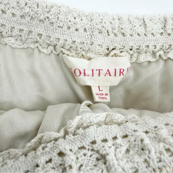 Solitaire X Anthropologie Crochet Wide Leg Pants Cream Ivory Boho Bohemian - Image 12