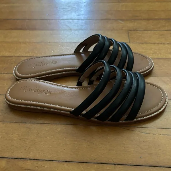 Madewell Size 8 Addie Leather Slide Sandals Black - Image 2