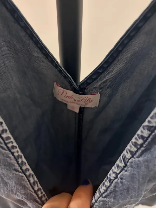 Pink Lily Denim Romper in Faded Blue - Image 6