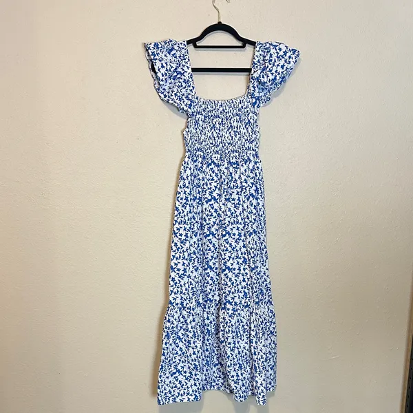 O.P.T. Tuscany‎ Dress Blue and White Floral Size Small - Image 6