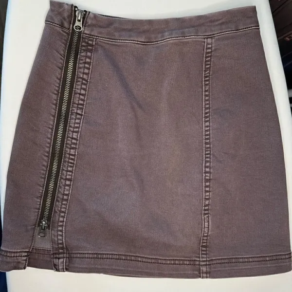 Free People Black Zip Up Denim Pencil Mini Skirt - Image 3