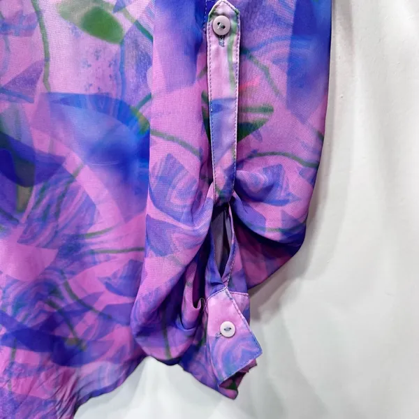 Vintage Y2K Sheer Pastel Watercolor Long Sleeve Blouse Decree Fairy Ethereal XL - Image 3