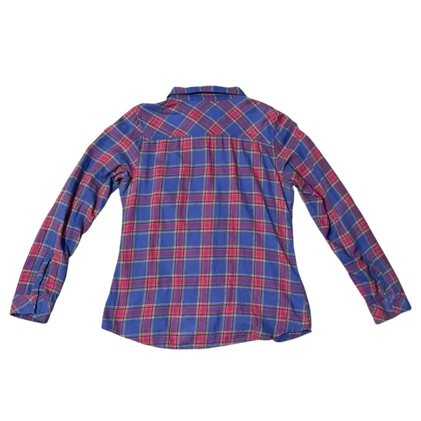 BKE Plaid Flannel with Custom Bead Embellishment L 21” p2p Blue Multi EUC - Image 4
