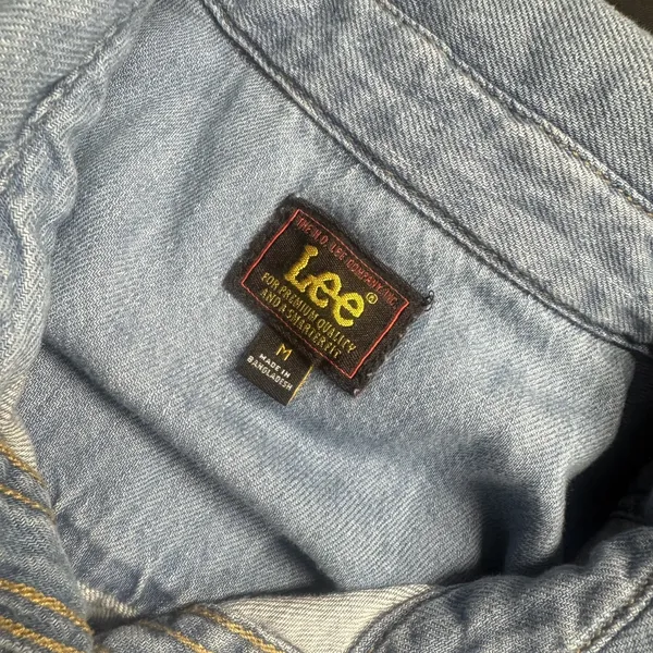 Lee‎ blue jean Shirt Dress M Denim Button front Western Academia 100% cotton - Image 7