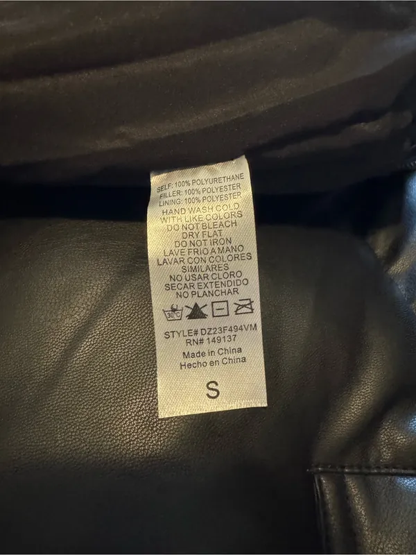Double Zero Black Faux Leather Puffer Vest – Size S - Image 6