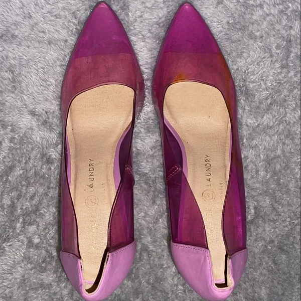 CHINESE LAUNDRY Darling Pink Purple Clear Vinyl Pointed Toe Stiletto Pumps Heels - Image 4