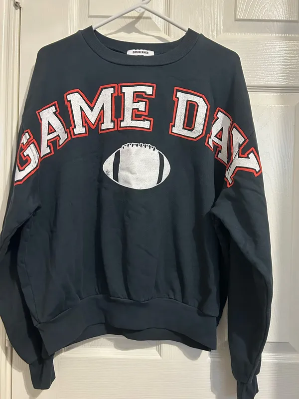New Free People Daydreamer GAME DAY gray Sweatshirt Large? - Image 2