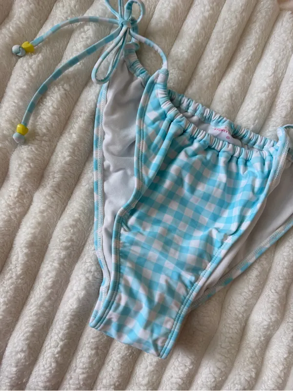 NWOT Stoney Clover lane target Blue Gingham Tie-Side Bikini Bottom - Image 5