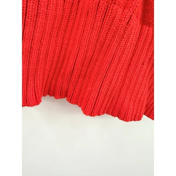 J.Crew Cable Knit Sweater Women's Small‎ Medium Red Cotton Side Slit Cozy - Image 6