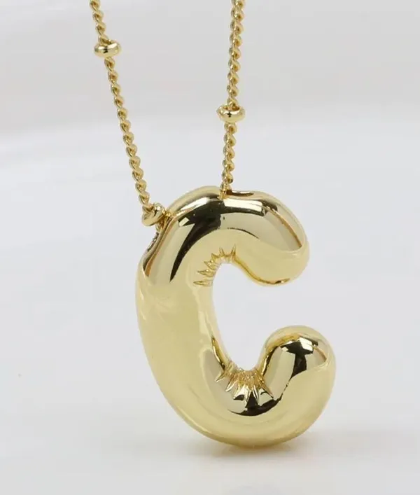 Letter C Initial Necklace Gold - Image 2