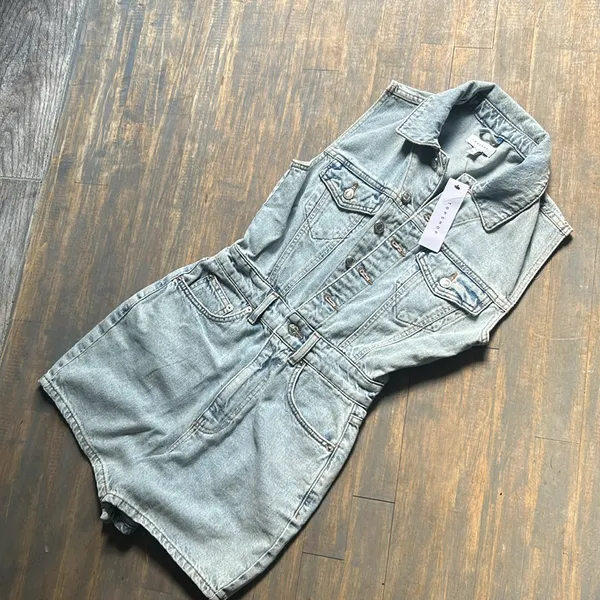NWT Topshop‎ Kort Denim Romper Size 4 - Image 7