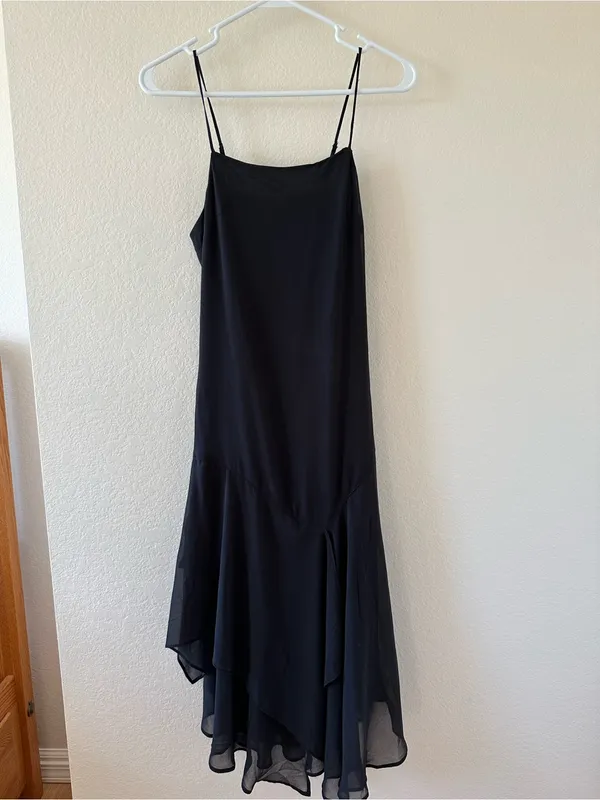 🌺 Urban Outfitters Black Slip Dress XS 0-2 Sheer Hem Layered Minimalist NWT - Image 9