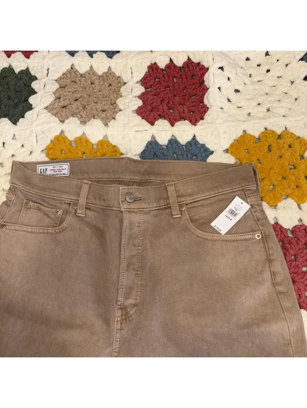 GAP NWT $80 Cheeky Straight High Rise 32 / 14R Pants Khaki Woman’s New Denim - Image 6