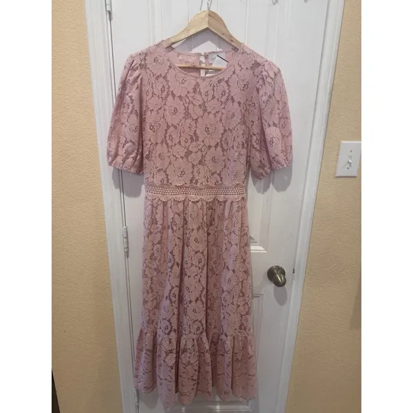 Fleur de Lis Lace Midi Dress BY SUGARLIPS MAUVE COLOR SIZE M - Image 8
