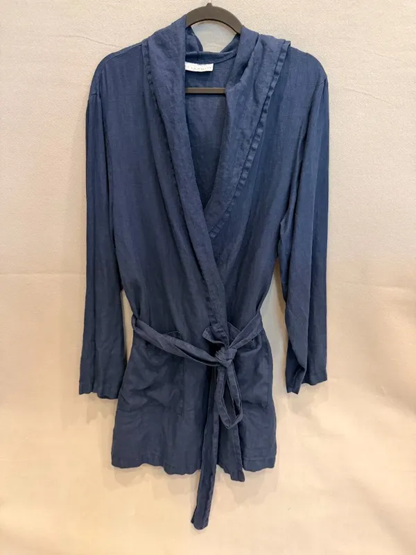 Bryn Walker 100% Linen Hooded Wrap Jacket‎ Cardigan Made in USA XL Lagenlook - Image 2