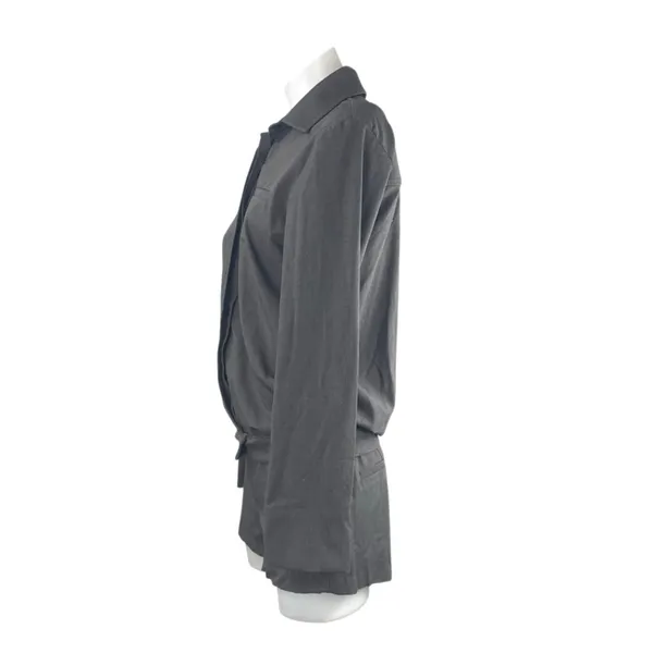 Zara Gray Collared Long Sleeve Belted Button Down Playsuit Romper Jumpsuit XS - Image 2