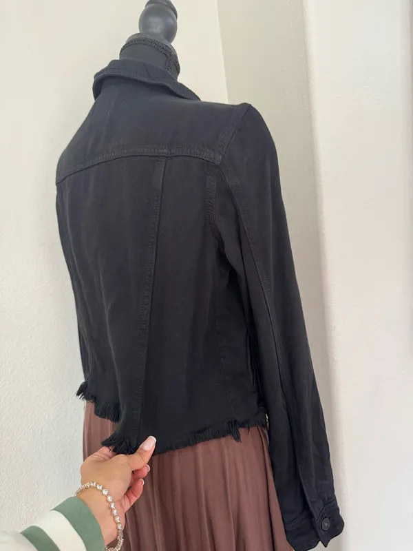 Hidden Los Angeles Black Denim Raw Hem Jacket Size Small - Image 11