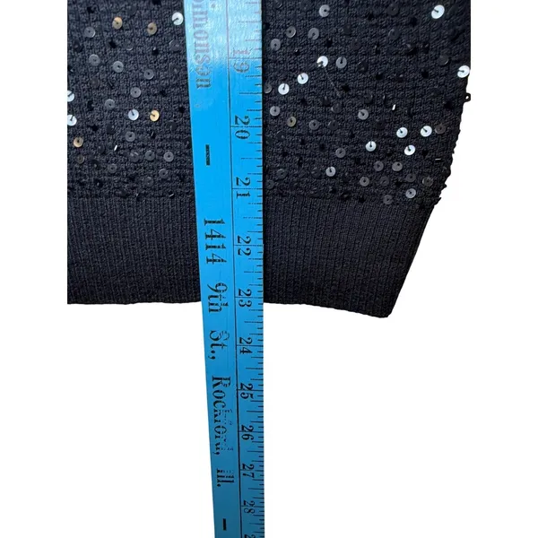 Alice + Olivia‎ Black Sequin Embellished Merino Wool Knit Sweater Party Small - Image 8