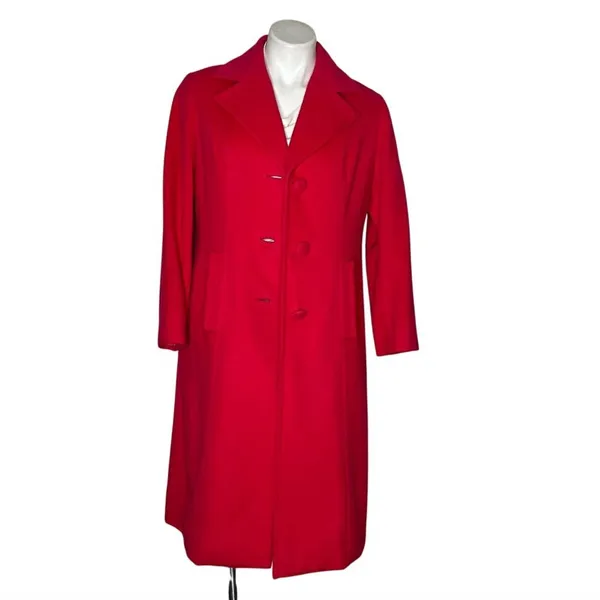 PETER PAN Tailors Red Coat Midi Lined Handmade Womens Small VINTAGE Hong Kong - Image 4