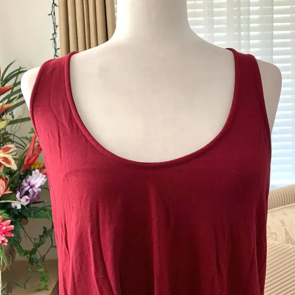 3/$15 Michael Stars Layerd Flowy Scoop Neck Tank Top Red - Image 2