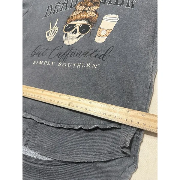 Simply Southern Sweatshirt Womens Dead Inside Caffeinated Coffee Skull Med D24 - Image 7