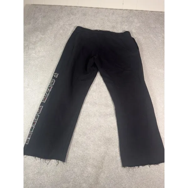 Victoria's Secret LOVE PINK christmas plaid wide leg sweat pants raw hem L - Image 8