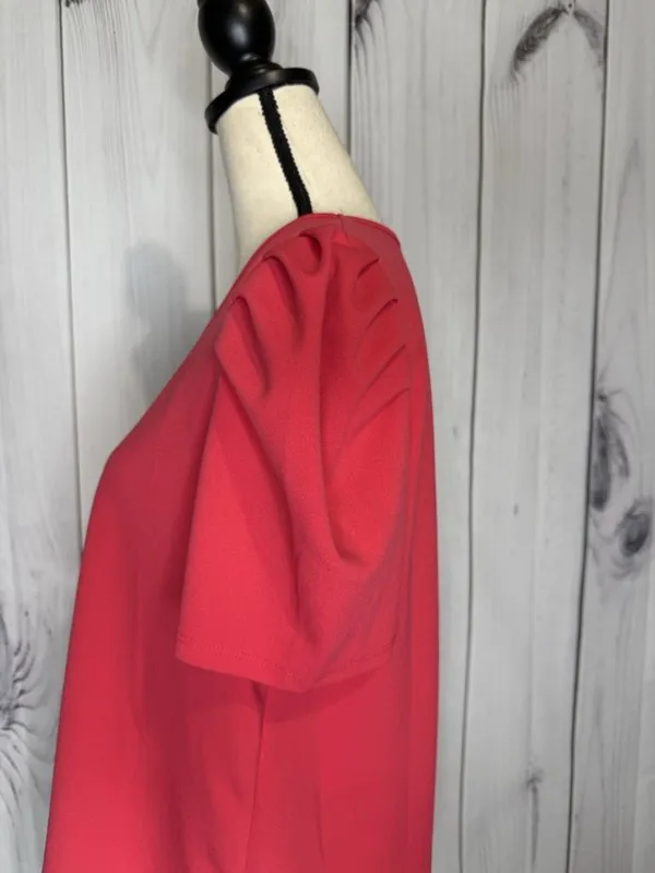 Jodifl Womens Sz Large Coral V-Neck Puff Sleeve Blouse Top - Image 13