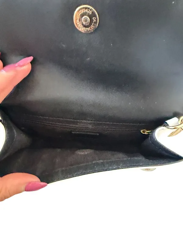 MILLY Hologram White Leather Studded Chain Crossbody Bag - Image 4
