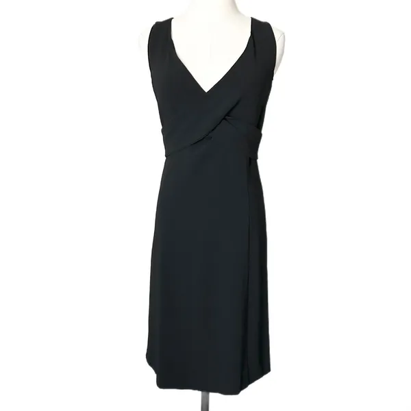 MaxMara Black Surplice V-Neck Crossover Midi Dress Italy Size 6 US - Image 2